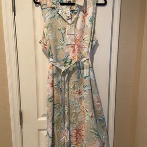 Tommy Bahama Maya Meadows Linen Shirt Dress Size XL NWT and has pockets!